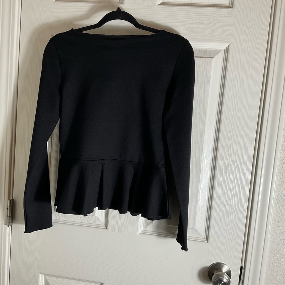 Jason Wu Black Long Sleeve Peplum Blouse Size small - Picture 8 of 8